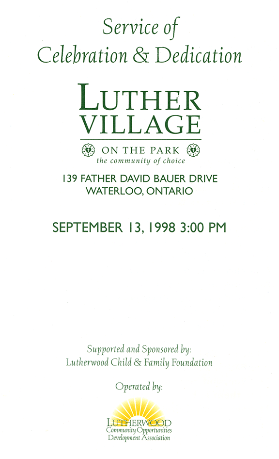 The Wayne Gilpin SINGERS Luther Village Dedication Service